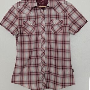 Kuhl Snap Button Plaid Short Sleeve Shirt